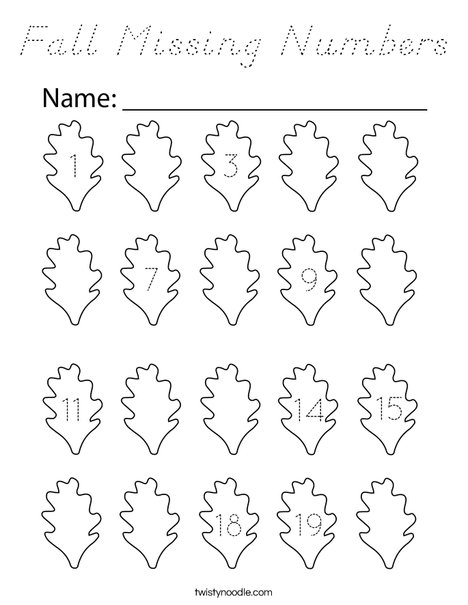 Fall Missing Numbers Coloring Page