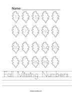 Fall Missing Numbers Handwriting Sheet