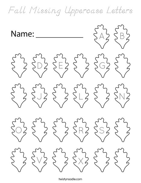 Fall Missing Uppercase Letters Coloring Page