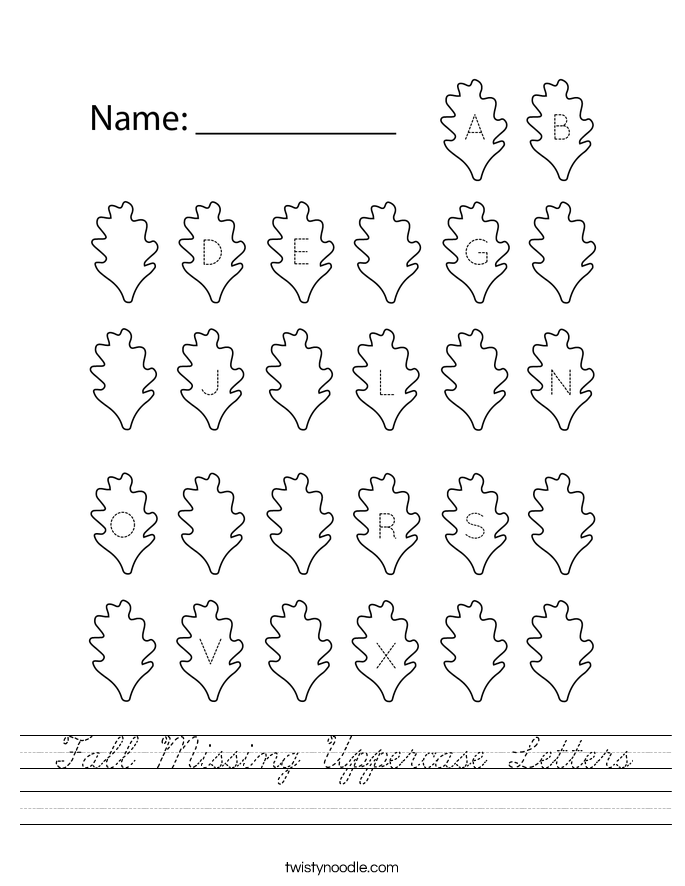 Fall Missing Uppercase Letters Worksheet