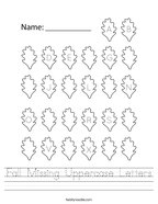 Fall Missing Uppercase Letters Handwriting Sheet