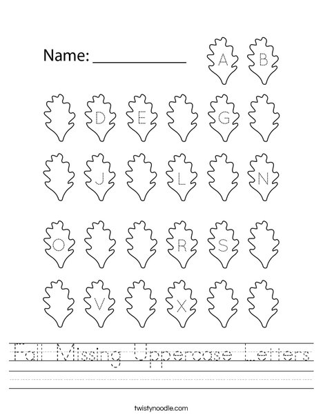 Fall Missing Uppercase Letters Worksheet