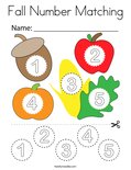 Fall Number Matching Coloring Page
