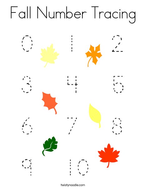 Fall Number Tracing Coloring Page