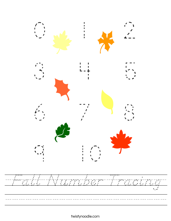 Fall Number Tracing Worksheet