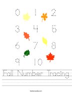 Fall Number Tracing Handwriting Sheet