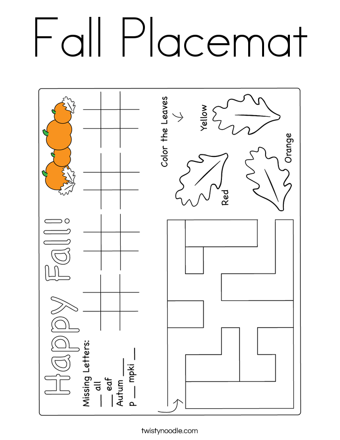 Fall Placemat Coloring Page
