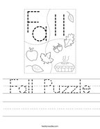 Fall Puzzle Handwriting Sheet