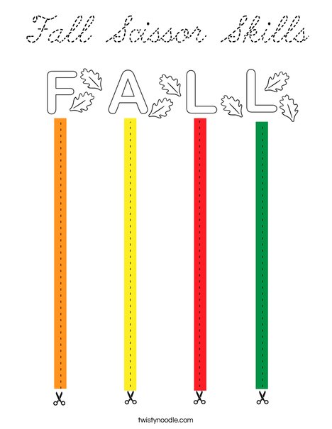 Fall Scissor Skills Coloring Page