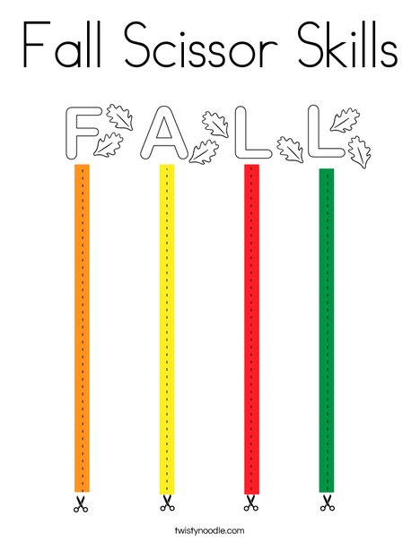 Fall Scissor Skills Coloring Page