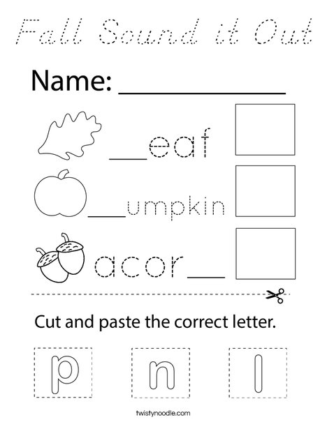 Fall Sound it Out Coloring Page
