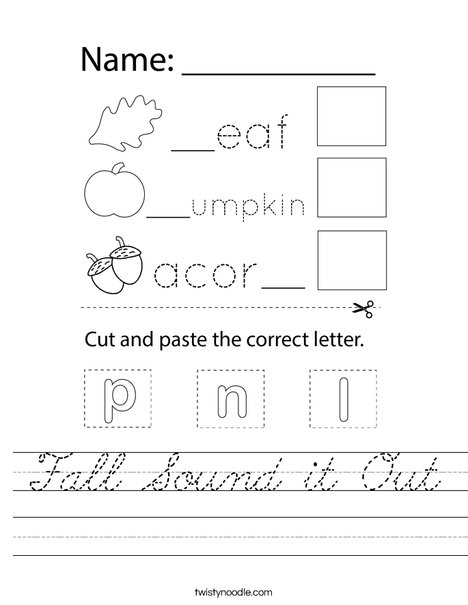 Fall Sound it Out Worksheet
