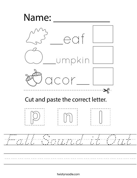 Fall Sound it Out Worksheet