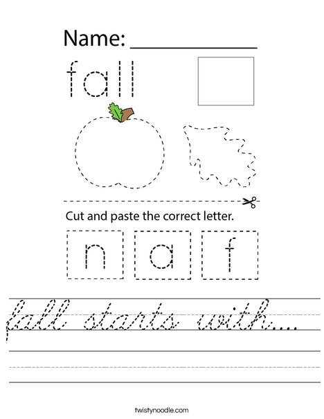 fall starts with.... Worksheet