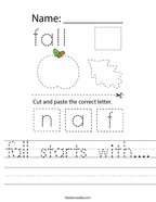 fall starts with Handwriting Sheet
