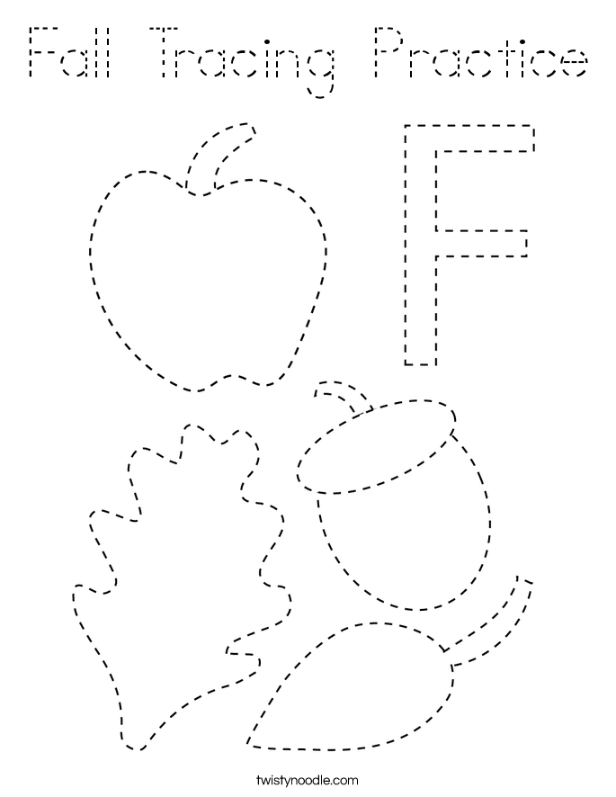Fall Tracing Practice Coloring Page