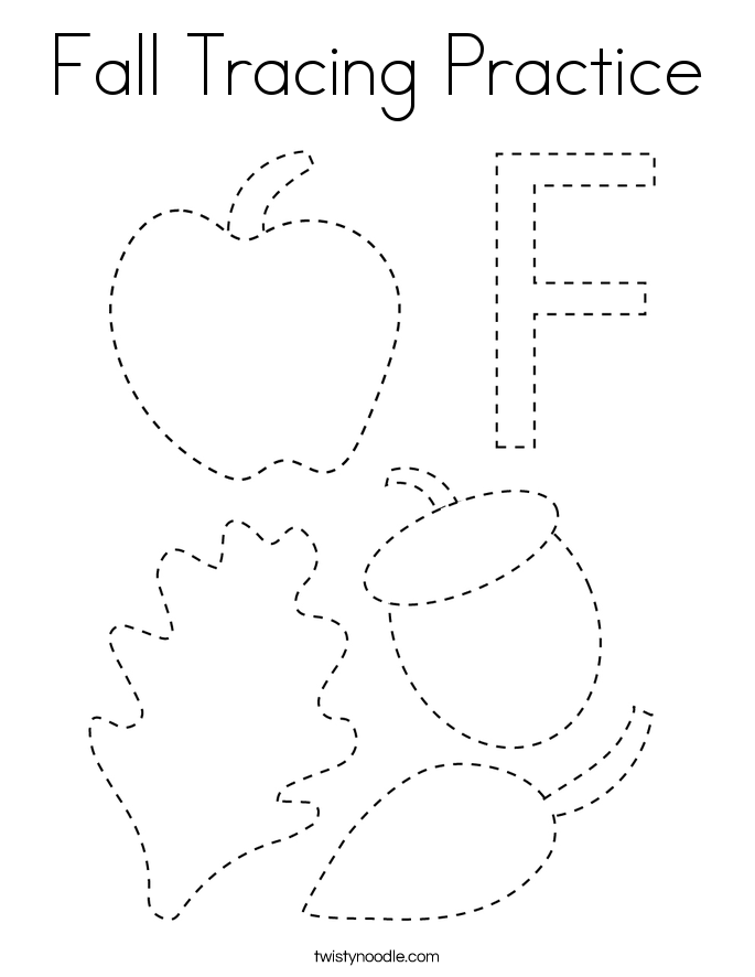 Fall Tracing Practice Coloring Page