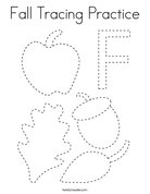 Fall Tracing Practice Coloring Page