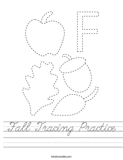 Fall Tracing Practice Worksheet