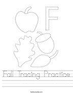 Fall Tracing Practice Handwriting Sheet