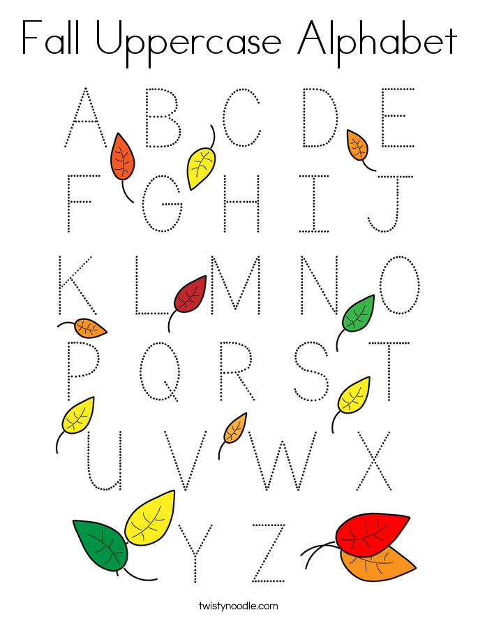 Fall Uppercase Alphabet Coloring Page Twisty Noodle
