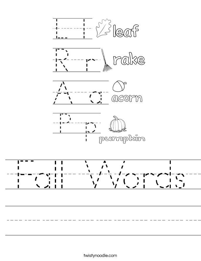 Fall Words Worksheet