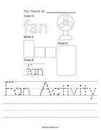 Fan Activity Handwriting Sheet