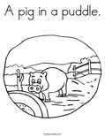 A pig in a puddle. Coloring Page
