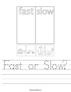 Fast or Slow Handwriting Sheet