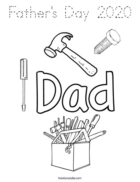 Father's Day 2020 Coloring Page - Tracing - Twisty Noodle