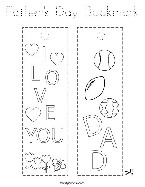 Father's Day Bookmark Coloring Page