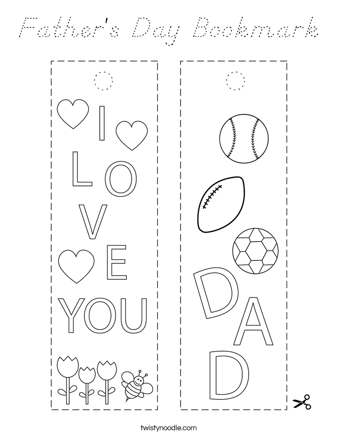 Father's Day Bookmark Coloring Page