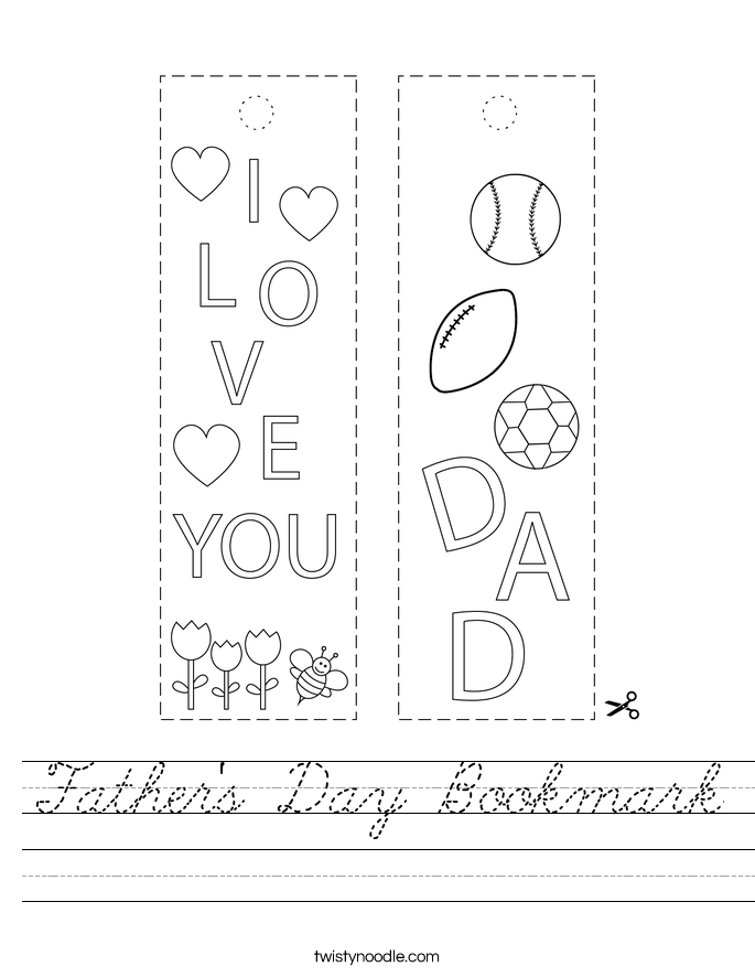Father's Day Bookmark Worksheet