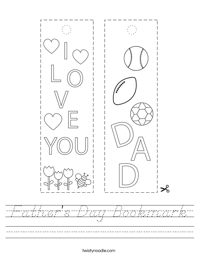 Father's Day Bookmark Worksheet
