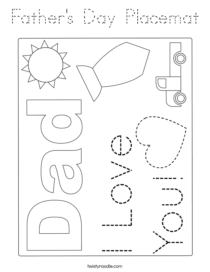 Father's Day Placemat Coloring Page