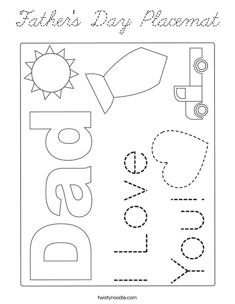 Father's Day Placemat Coloring Page