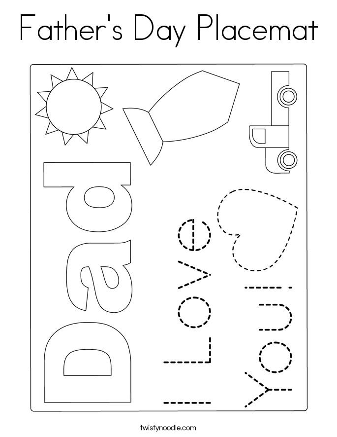 Father's Day Placemat Coloring Page