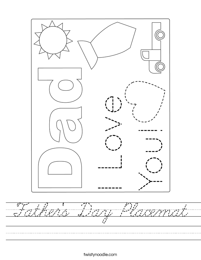 Father's Day Placemat Worksheet