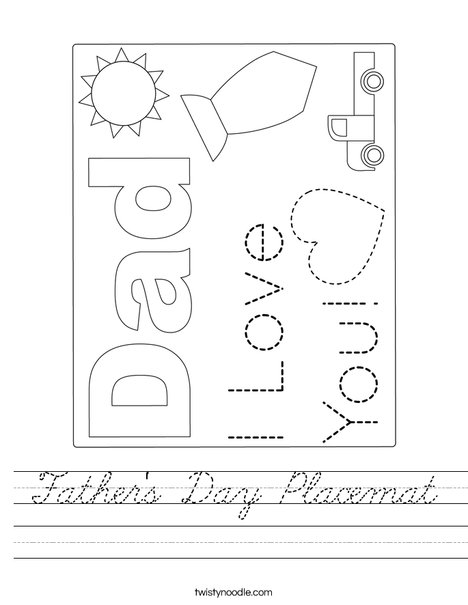 Father's Day Placemat Worksheet