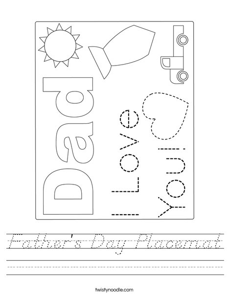 Father's Day Placemat Worksheet