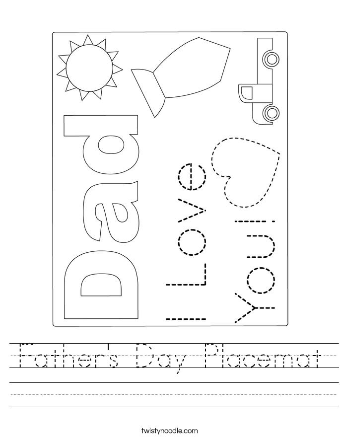 Father's Day Placemat Worksheet