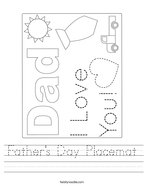Father's Day Placemat Handwriting Sheet