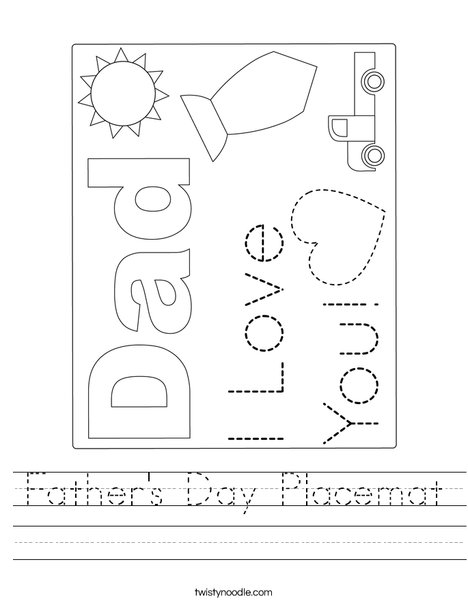 Father's Day Placemat Worksheet