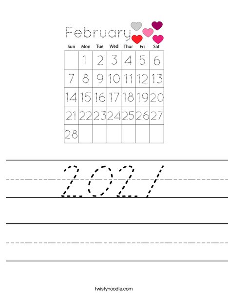 February 2021 Calendar Worksheet