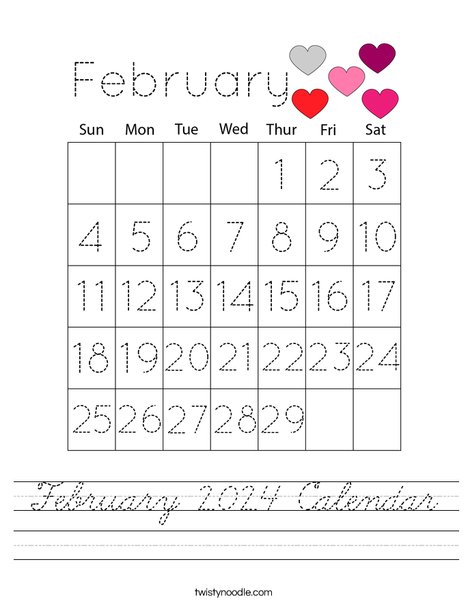 February 2023 Calendar Worksheet