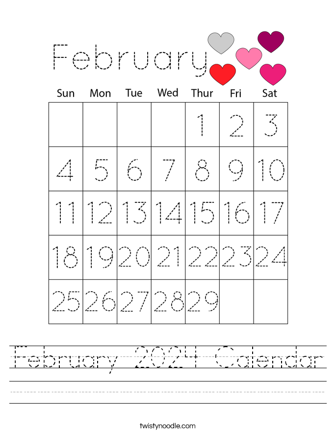 February 2024 Calendar Worksheet
