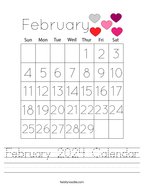 February 2024 Calendar Handwriting Sheet