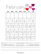 February 2025 Calendar Handwriting Sheet