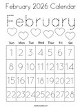 February 2026 Calendar Coloring Page