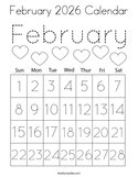 February 2026 Calendar Coloring Page